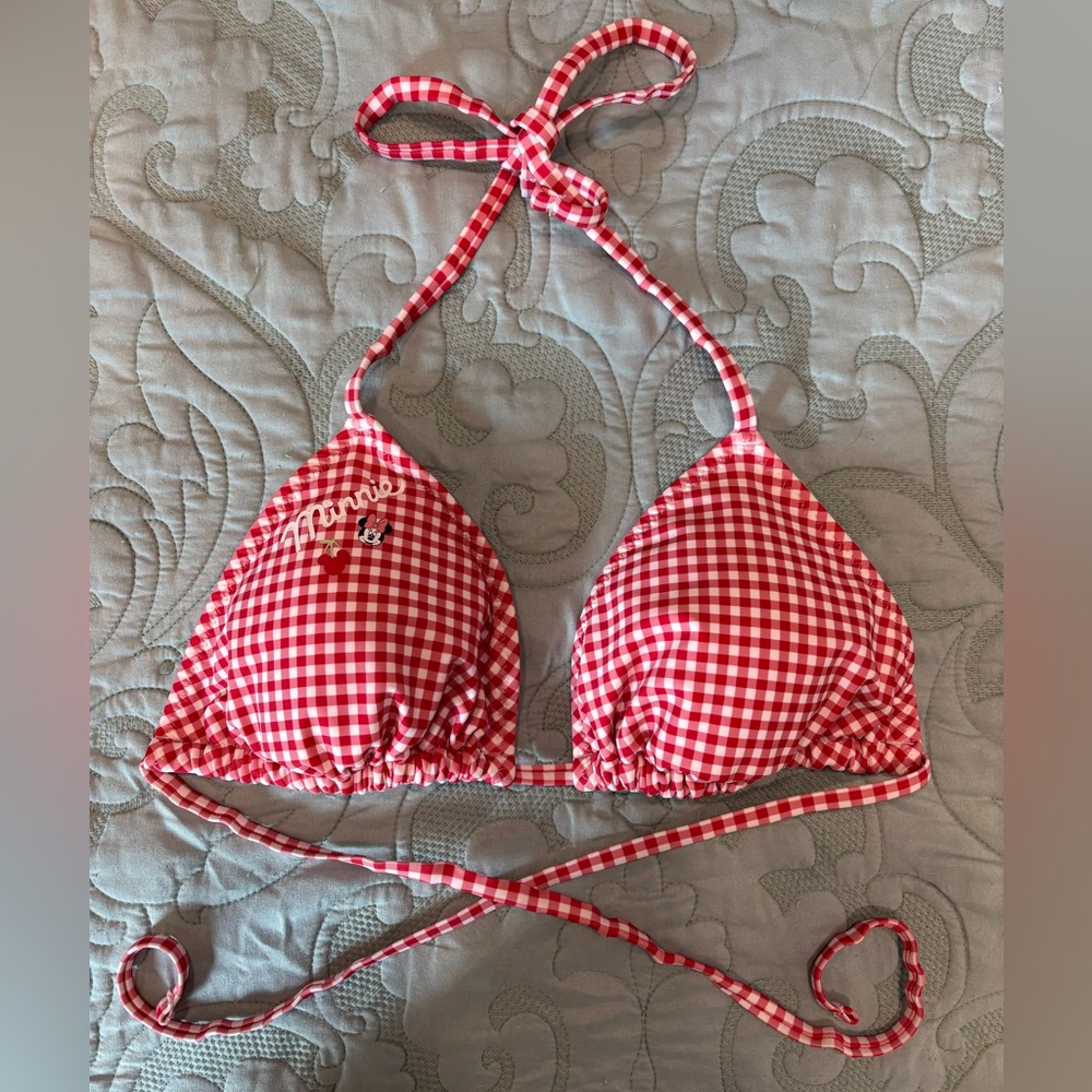 Old Navy Red and White Gingham Bikini Top